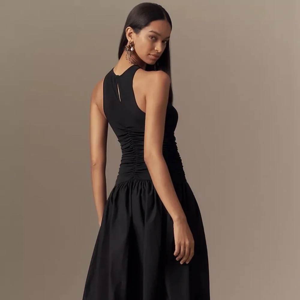 By Anthropologie Twofer Halter Drop-Waist Midi Dress Sz M - Picture 4 of 14